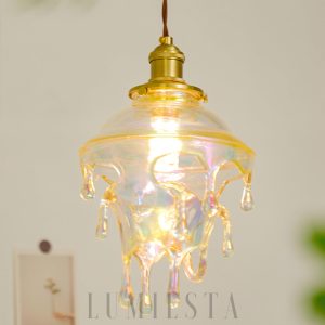 Lampa wisząca w kształcie kropli wody z kryształem i szkłem