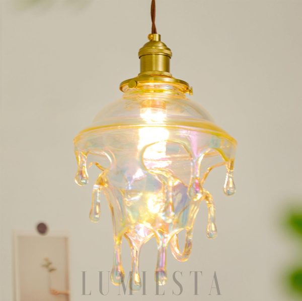 Lampa wisząca w kształcie kropli wody z kryształem i szkłem