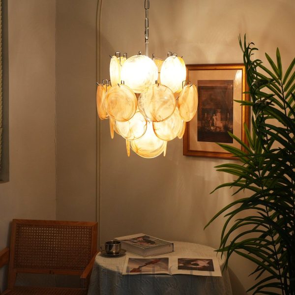 Lampa sufitowa Vintage Murano Złoty Szklany Żyrandol 45cm