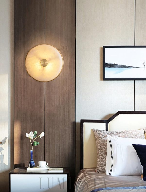 Monte - Lampa ścienna okrągła alabastrowa 26 cm ciepła/zimna