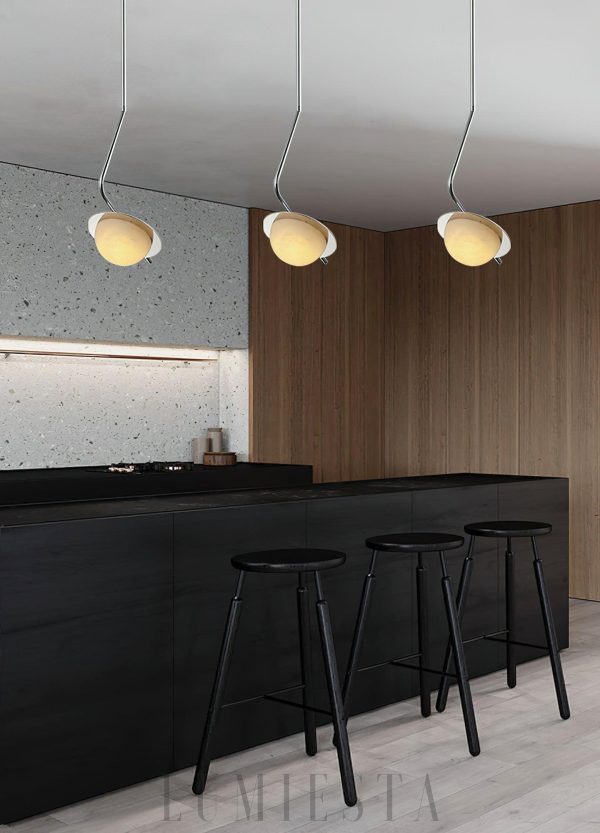 Elegancka lampa wisząca Alabaster Chic 20 cm biała/chrom