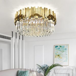 Lampa sufitowa Bourbons z kryształami złota i chromu 81cm