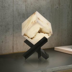 Altair - Nowoczesna lampa stołowa kostka alabastru, biała