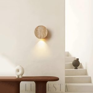 wm_672591307594992269.jpg Aruba - Beżowa okrągła lampa ścienna travertyn 10 cm retro