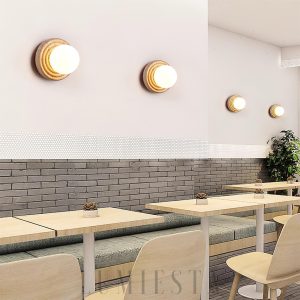 Kinkiet Elira trawertyn okrągły minimalistyczny 18cm beżowy