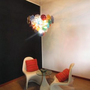 Murano - szeroki widok na żyrandol szklany wielokolorowy 70 cm