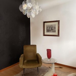 Vintage Murano - lampa wisząca ze szkła iryzującego 49 cm, zbliżenie połysku szkła