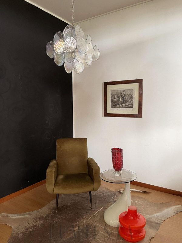 Vintage Murano - lampa wisząca ze szkła iryzującego 49 cm, zbliżenie połysku szkła