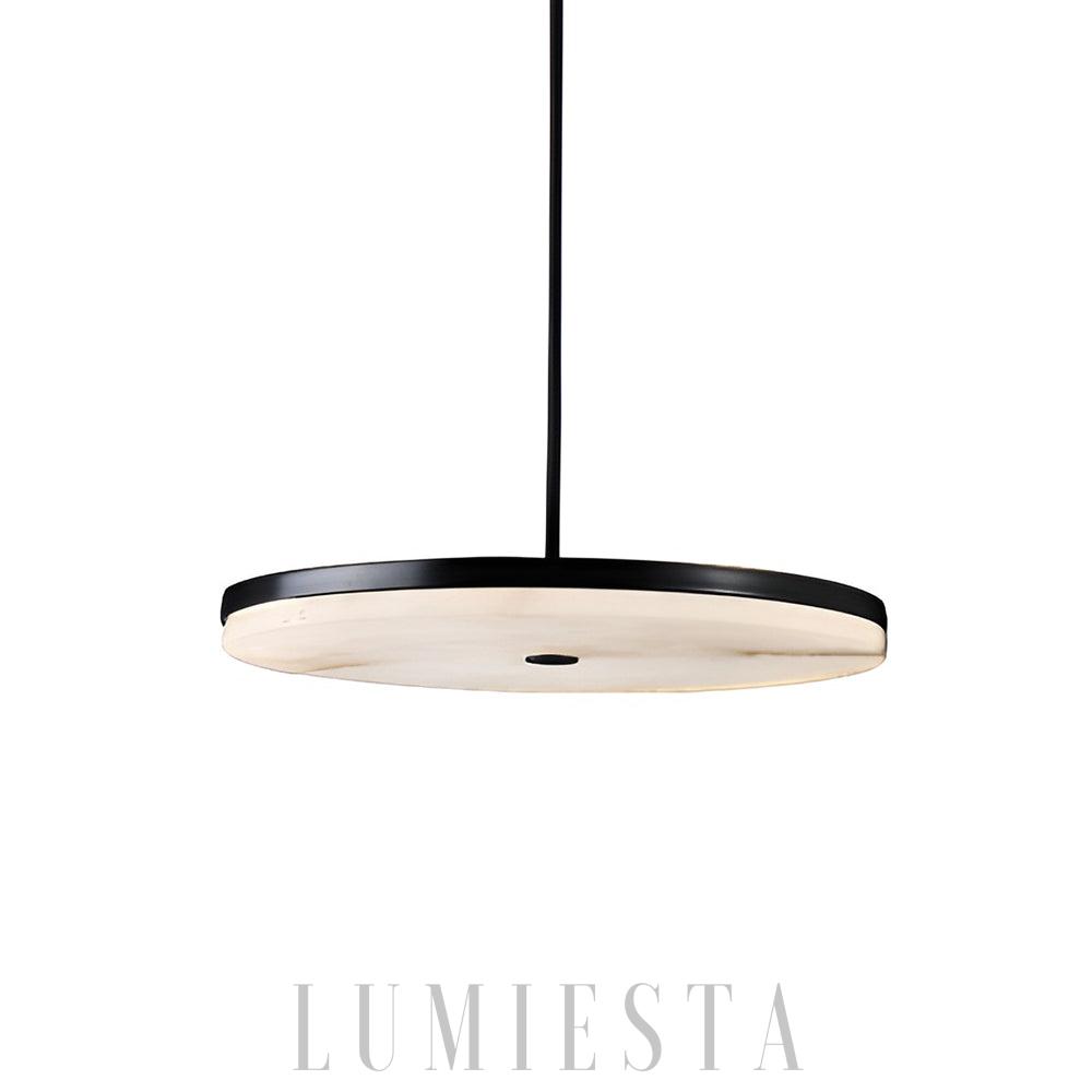 Wiszaca lampa alabastrowa okragla czarna Manhattan - widok glownego modelu