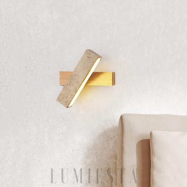 Tonya - Lampa ścienna Rectangle z travertynu — nowoczesna