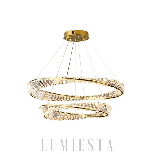 Wave Circle - Ekskluzywny złoty żyrandol z kryształami