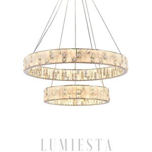 Luksusowy okrągły żyrandol alabastrowy kryształowy do salonu