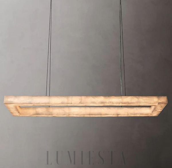 Liviji - Lampa wisząca prostokątna z alabastru i stali