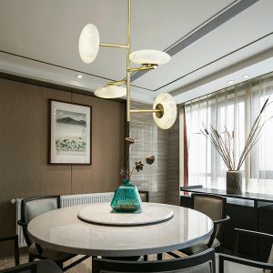 Luksusowy żyrandol alabastrowy złoty 58cm nowoczesny design