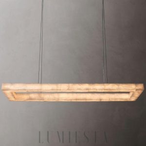 Liviji - Lampa wisząca prostokątna z alabastru i stali