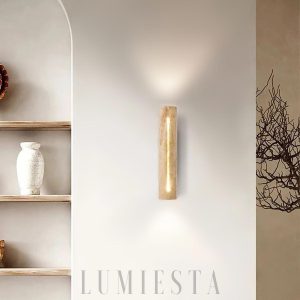 Timbuktu - Beżowa lampa ścienna z trawertynu 28 cm