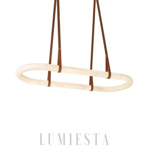 Aurelia - nowoczesna lampa wisząca nad wyspę owalna z alabastru - 100/120cm