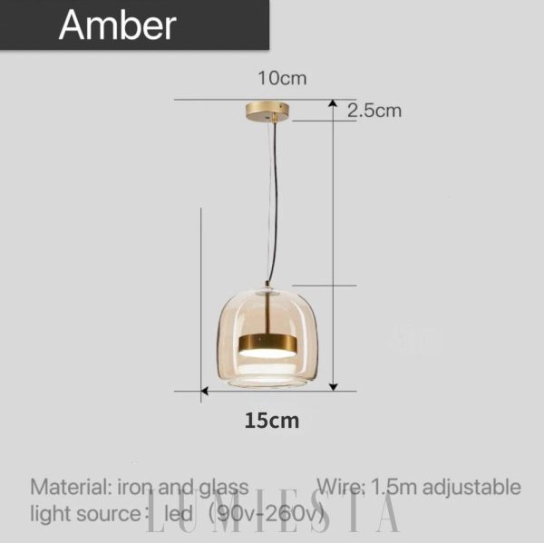 Szklana lampa wisząca industrialna 35 cm, detal górnego mocowania i przewodu