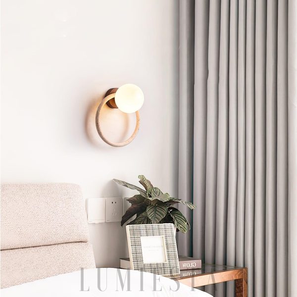 Kinkiet ring trawertyn beżowy Średnica 21cm Wysokość 16cm