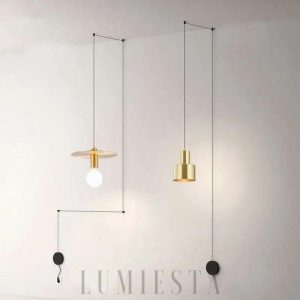 Nowoczesna lampa wisząca złota minimalistyczna styl loftowy