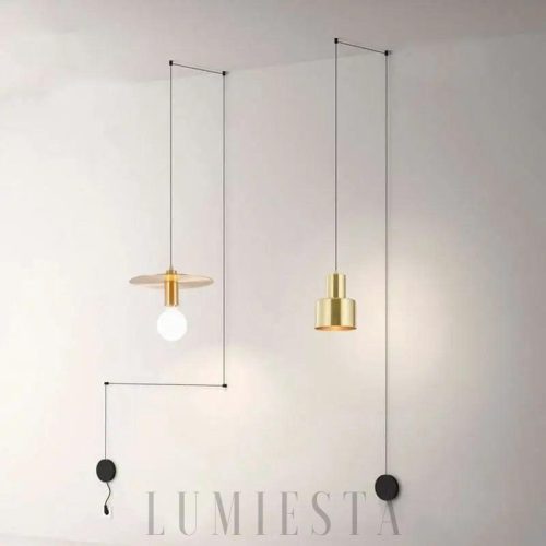 Nowoczesna lampa wisząca złota minimalistyczna styl loftowy