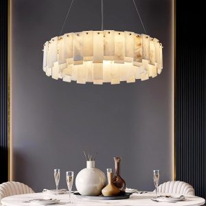 Sloane - Alabastrowa okrągła, nowoczesna, mosiądz/biała