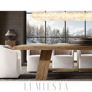 Liviji - Lampa wisząca prostokątna z alabastru i stali