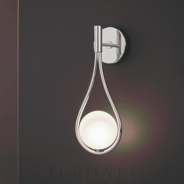Lampa ścienna w stylu minimalistycznym, złoty kinkiet z kulą szklaną