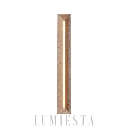 Prostokątny kinkiet trawertynowy belka 8cm x 60cm beżowy