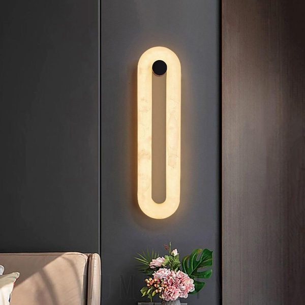 Fader - Lampa Ścienna Alabaster Eliptyczna Czarna