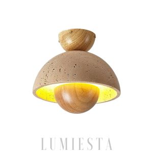 Inverted hemispherical ceiling lamp 23cm beige-walnut