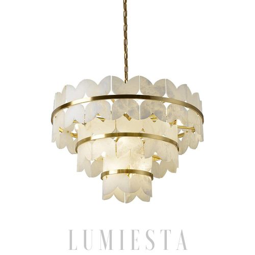 Butterfly - żyrandol z alabastru, okrągła, nowoczesna