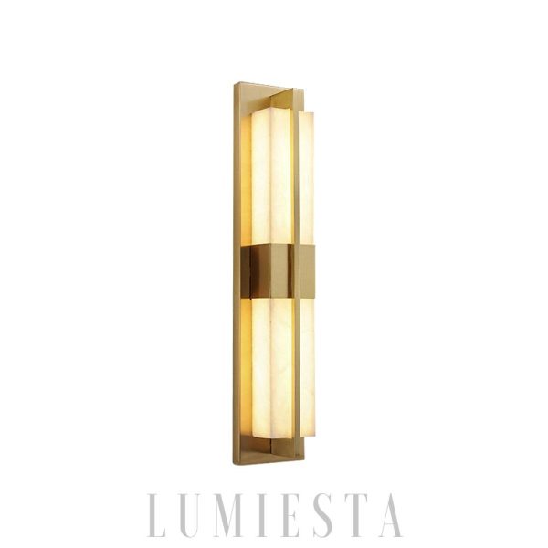 Illimani - Nowoczesny kinkiet mosiężny z alabastrem