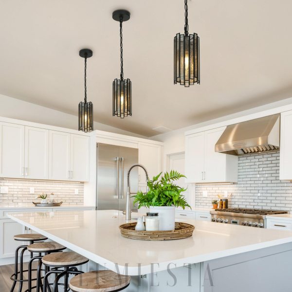 Monaria - Nowoczesna czarna lampa wisząca ze szkła 11.5 cm