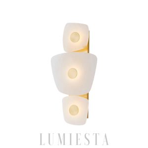 Lampa ścienna Holmdel Alabaster 29 cm biała/złota ciepłe LED