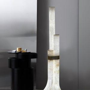 Makalu - Lampa podłogowa z alabastru, nowoczesna 45×160 cm