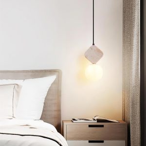 Luksusowa trawertynowa lampa wisząca rzeźbiona okrągła