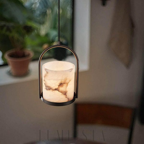 Lampa wisząca cylindryczna z marmuru o średnicy 20cm