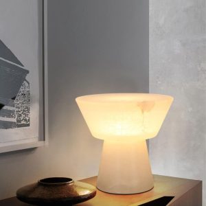 Genoa - Elegancka lampa stołowa alabastrowa - biała 20/28cm
