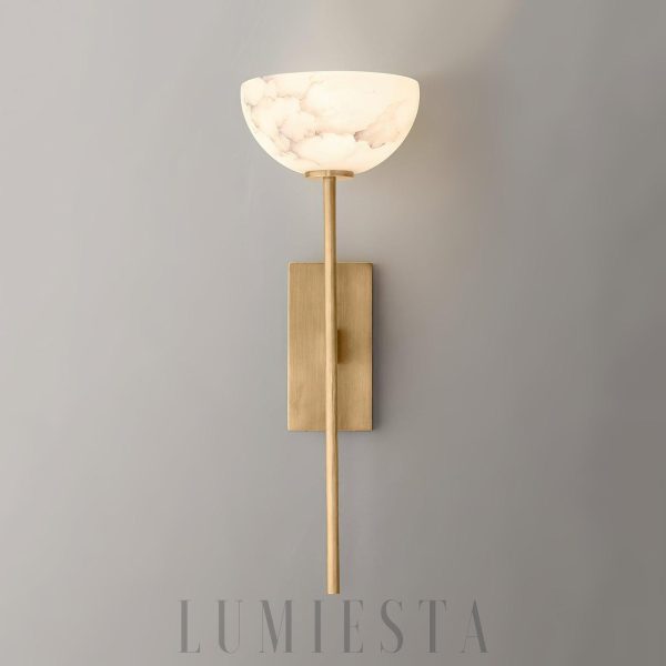 Cup - Lampa ścienna Alabaster stylowa biało złota 16cm 52cm