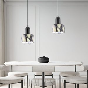 Luksusowa okrągła lampa wisząca z marmuru 12cm 44cm