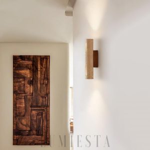 Timbuktu - Beżowa lampa ścienna z trawertynu 28 cm