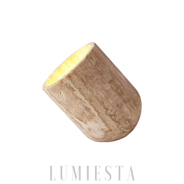 Lampa stołowa Cylinder Amidori z żółtego trawertynu 17cm