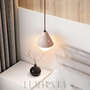 Elegancka lampa wisząca z travertynu i szkła 16cm beżowa