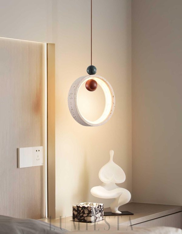 Orvion - Stylowa Lampa Wisząca Okrągła Beżowa 20cm 24cm