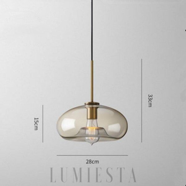 Niklen - Szklany, okrągły klosz z metalowym wykończeniem