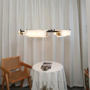Lampa wisząca Delia alabastrowa 60/90cm czarno-biała