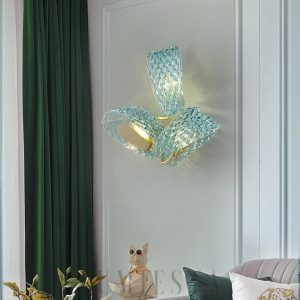 Orkney - Nowoczesna lampa ścienna z niebieskiego szkła