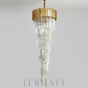 Elegant 2-tier 81 cm gold crystal chandelier