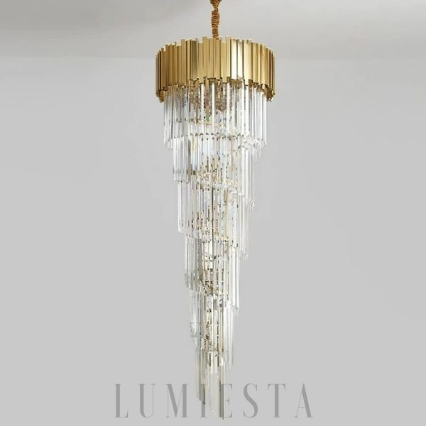 Elegant 2-tier 81 cm gold crystal chandelier